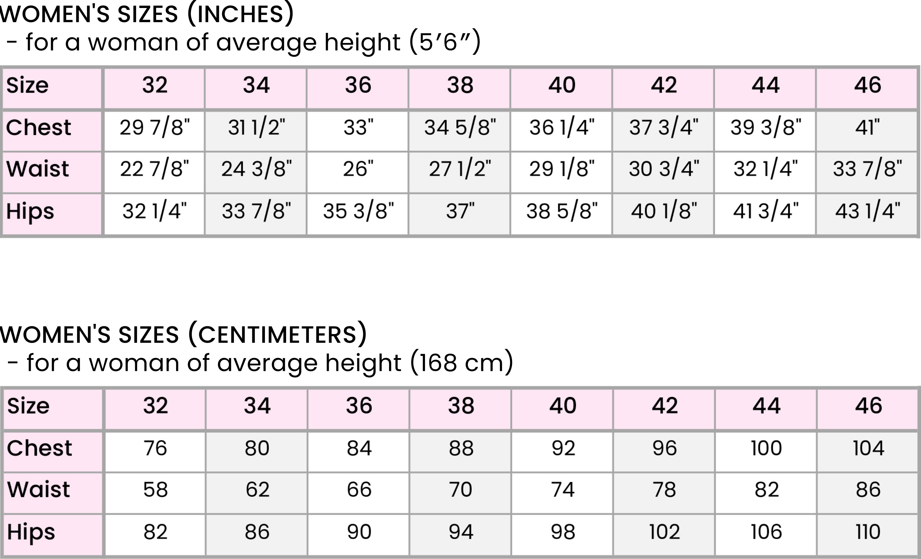 Taylor Skirt Size Chart