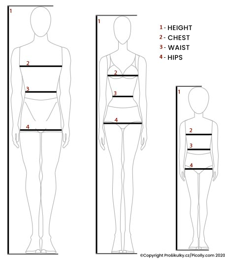 Size guide for men's and women's clothing