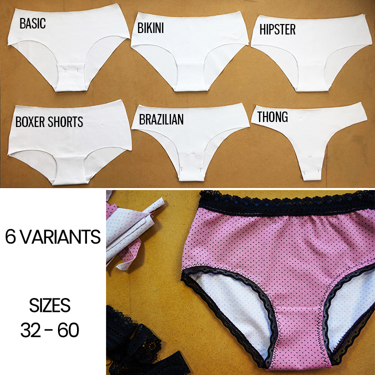 The pattern for women's panties - six variants in sizes 32–60